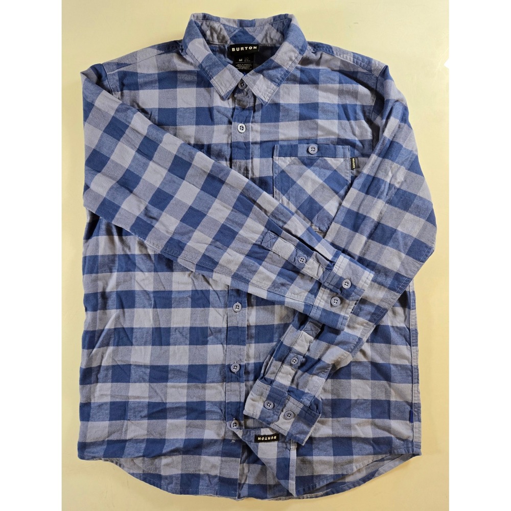 Burton Favorite Flannel Mens M Blue Grey Plaid Button Down Shirt 23402